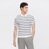 MONTAGUT Men's Striped Color-Block Acetate Tencel Knit Short Sleeve Polo Shirt