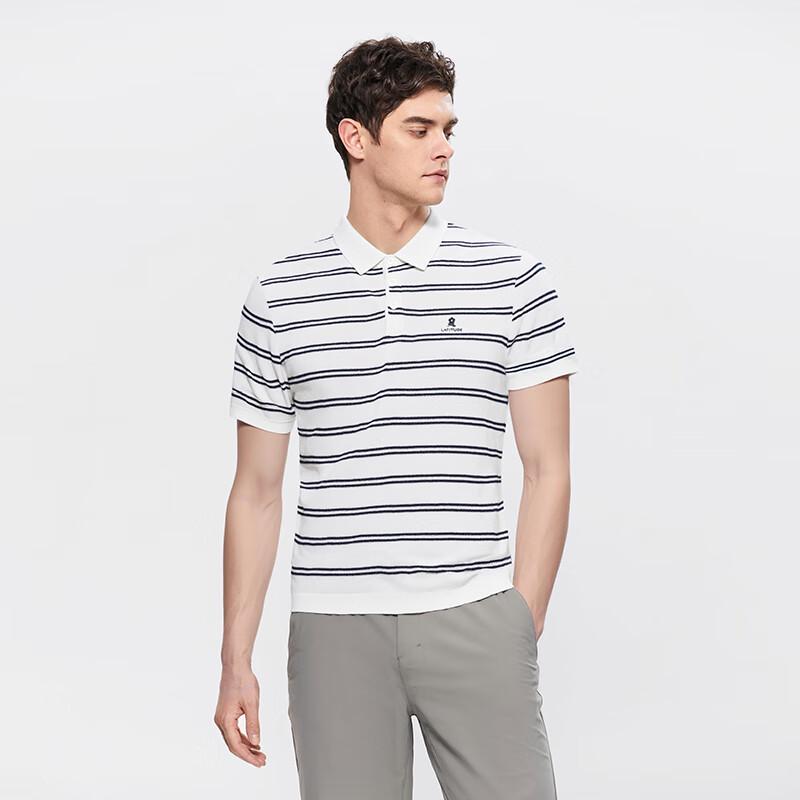 MONTAGUT Men s Striped Color-Block Acetate Tencel Knit Short Sleeve Polo Shirt 2XL