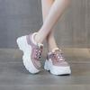 Summer Douyin popular women's shoes 2025 new mesh breathable casual shoes women's inner height increase thick sole dad shoes low top
