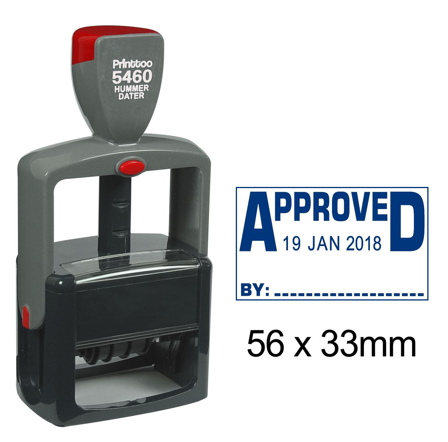 

Printtoo Надміцний датерний штамп із гумовою датою для документів із затвердженням тексту 56 mm x 33 mm.(Approx) синій