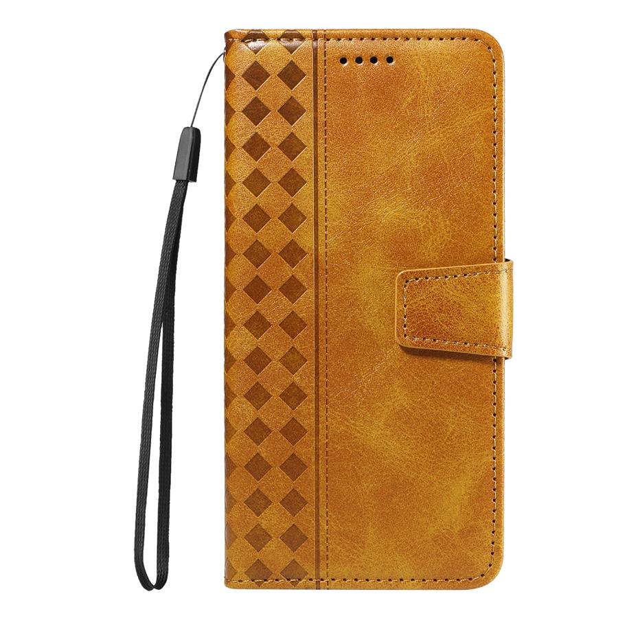 Vintage Embossed Checkered Wallet Case for iPhone/Samsung/Xiaomi 3 Card Slots & Thumb Slot | Cash Pocket Kickstand Phone Case Cover