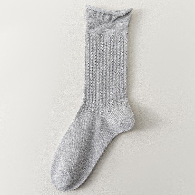 Women's Fall Striped Roll Edge Deodorizing Antibacterial Long Tube Stack Socks