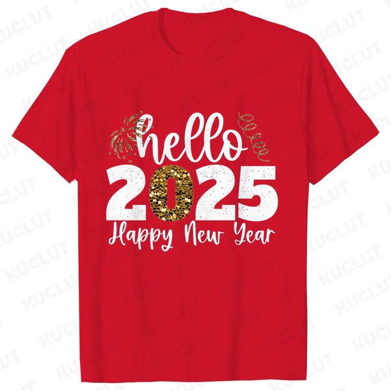 Happy New Year Shirt Please Wait 2025 Loading T-shirts Short Sleeve O-neck T-shirts Fashion Casual Tshirts Short Sleeve Tees