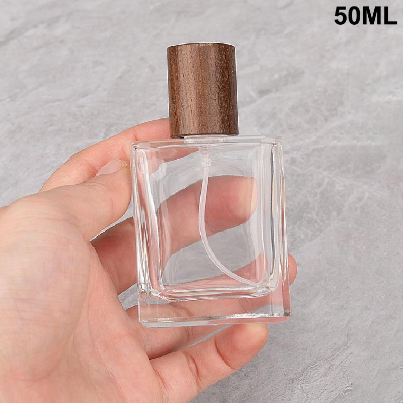 15/30/50Ml Square Glass Perfume Bottle Clear Spray Bottles Packaging Bottle Refillable Atomizer Travel Cosmetic Container