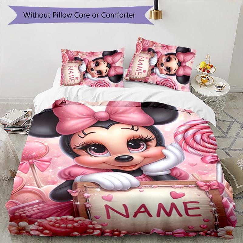 3pcs Minnie5 Cover Set - Personalized Name, HD Printed Bedding with 1 Cover and 2 Pillowcases - Perfect for Home Decor, Easy Care