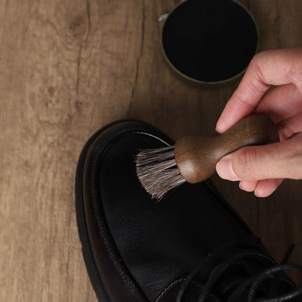 Wooden Handle Horsehair Shoe Care Brush Eco Friendly Dust Removal Kitchen Cleaning Brush Multifunction Durable Dish Brush