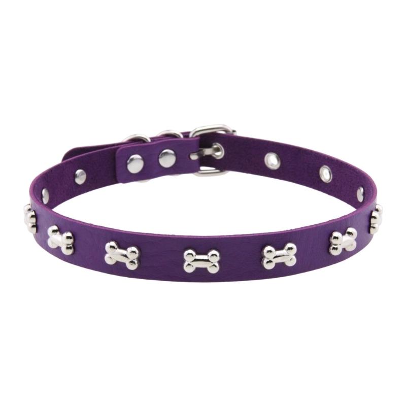 Punkowy skórzany naszyjnik choker z zawieszką w kształcie kości, regulowane zapięcie dla ostrej mody ulicznej