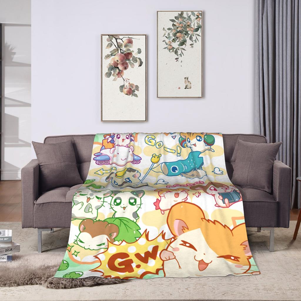 Adventure Story Hamtaro Blanket Super Warm Novelty Plush Bedding Throws For Bedroom Airplane Travel Flannel Bedspread Bed Cover