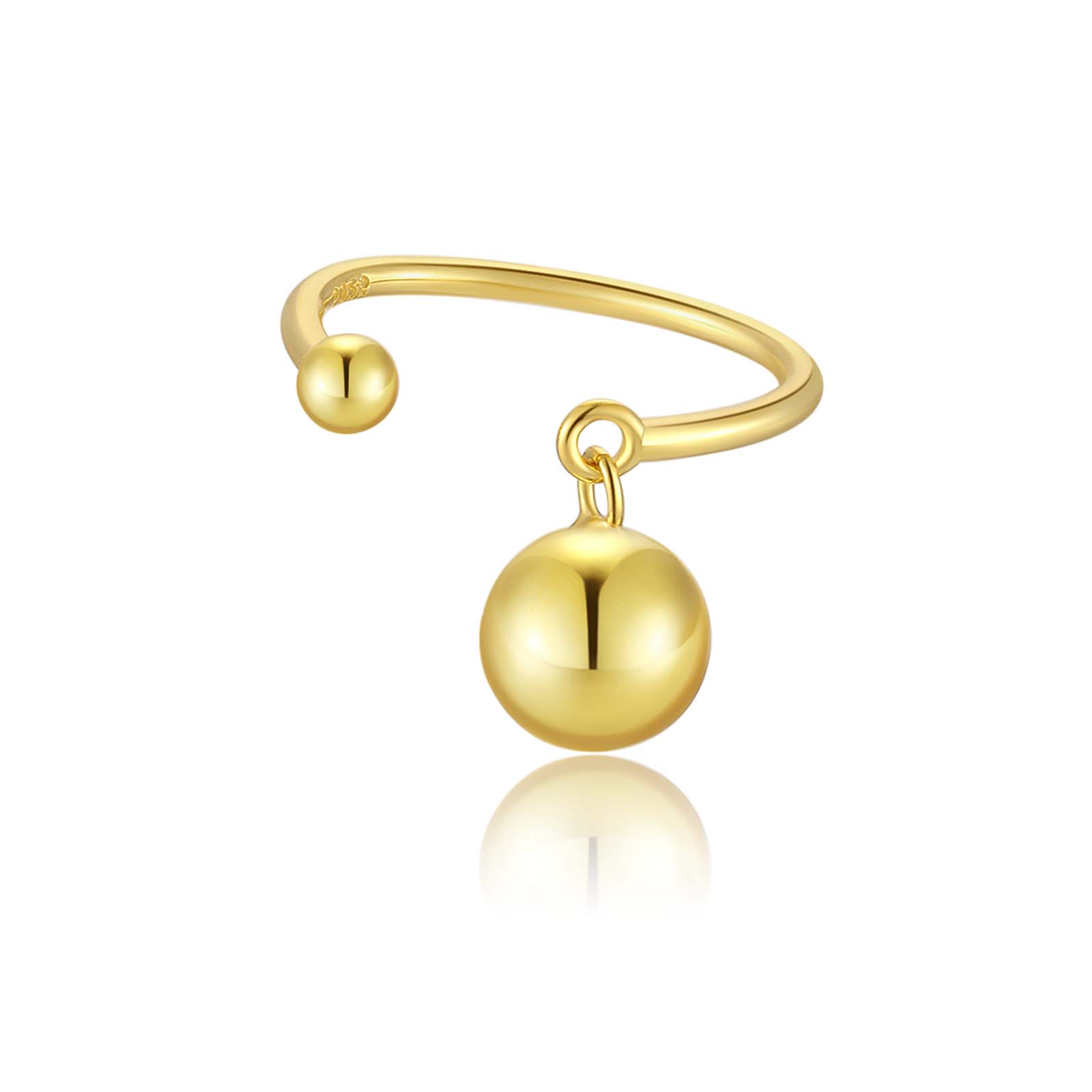 

ANDYWEN новое кольцо из стерлингового серебра 925 пробы золотого размера с регулируемым шаром и подвеской, женское кольцо 2023, роскошные изящные ювелирные изделия, подарок M