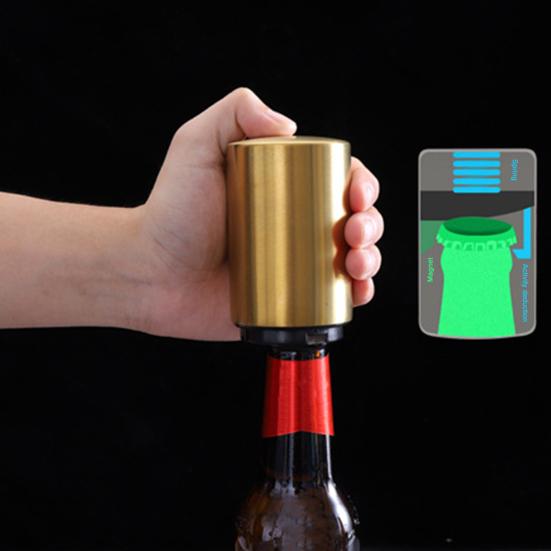 Automatic Beer Bottle Opener Magnetic Stainless Steel Push-pull Bottle Opener Portable Bar Tools for Home Picnic Camping