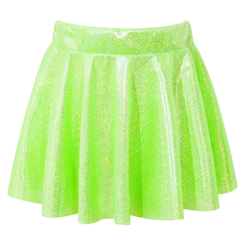 Girls Dance Skirt Elastic Waistband Shiny Sequins Style Performance Skirt Practice Wear Bottom