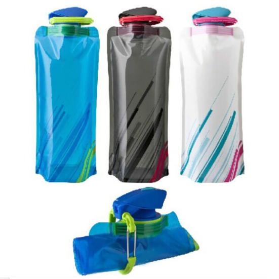 700ml Reusable Foldable Flexible Water Bottle Pouch Bag Camping Hiking Tool