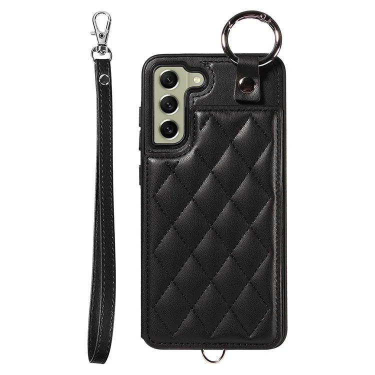 

Card Bag 009 for Samsung Galaxy S21 FE 5G Case Kickstand Leather+TPU Hybrid Phone Cover - Black