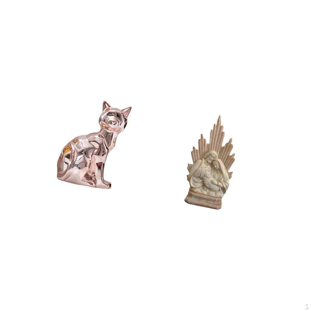 Artistic Animal Sculpture Ornament By Cat And Holy Family Classic Christian Catholic Resin Figurine