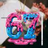 Valentine's Day 67 Number Hanging Ornament - Transparent Acrylic Pendants, Drops & Finials Suitable for Couples Gift, Decor - No Electricity Needed 