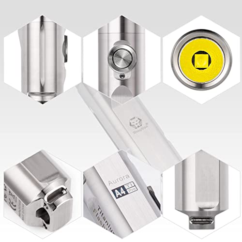 RovyVon A4 Pro Titanium Keychain Flashlight, Ultra-Bright 650 Lumens Small EDC Flashlight for Home, Outdoor, Camping, and Celebrations