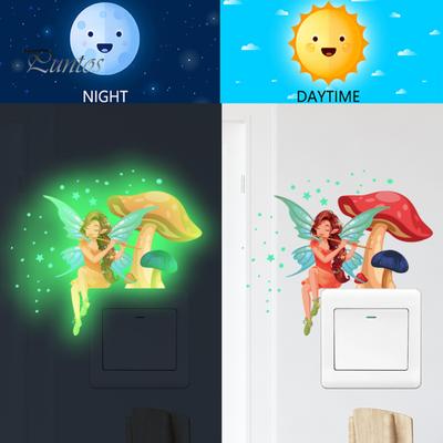 Sticker Decal Wall Self-adhesive Glow In The Dark PVC Luminous Fairy Mushroom Switch Decoration Home Decor Stickers