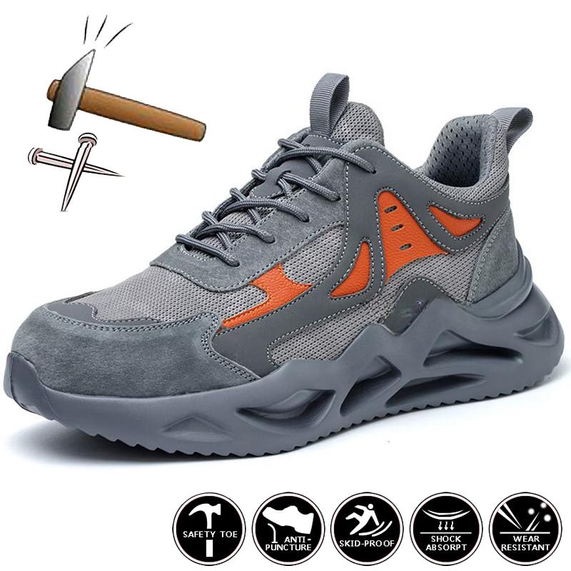 Men Winter Work Sneakers Lightweight Men Sport Safety Shoes Women Steel Toe Work Shoes Male Anti-Puncture Indestructible Shoes