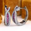 Brilliant Four Color Option Zircon Cross Twisted Hoop Earrings for Women Daily Wear and Party