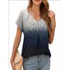 2026 New Summer Women T-shirt 3d Fashion Print Gradient Harajuku T Shirt Oversized Tee For Ladies Clothing New Short Sleeve V-Ne