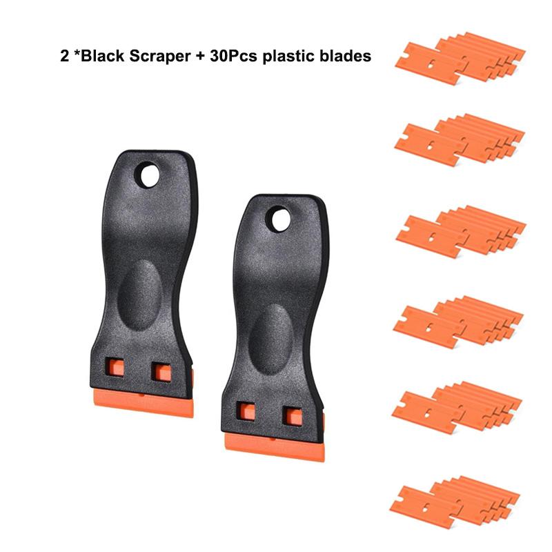 No-Scratch Cleaning Scraper Tool Wall Paint Scraper with Plastic Razor Blades Window Glass Adhesive Decal Remover Kit 13/32Pcs