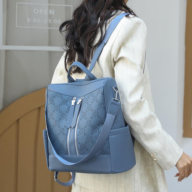 Women's Commuter Soft Leather Backpack Printed Backpack