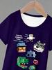 2 Pieces Boys Clothing Set, Summer Cool Pixel Game Graphic T-Shirt and All-Over Print Shorts, Kids Casual Outfits 8-12 Years
