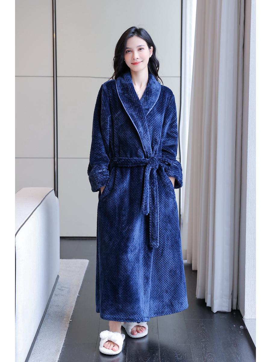 

Удобный фланелевый халат: Плотный длинный халат для женщин и пар на осень/зиму Extra Large