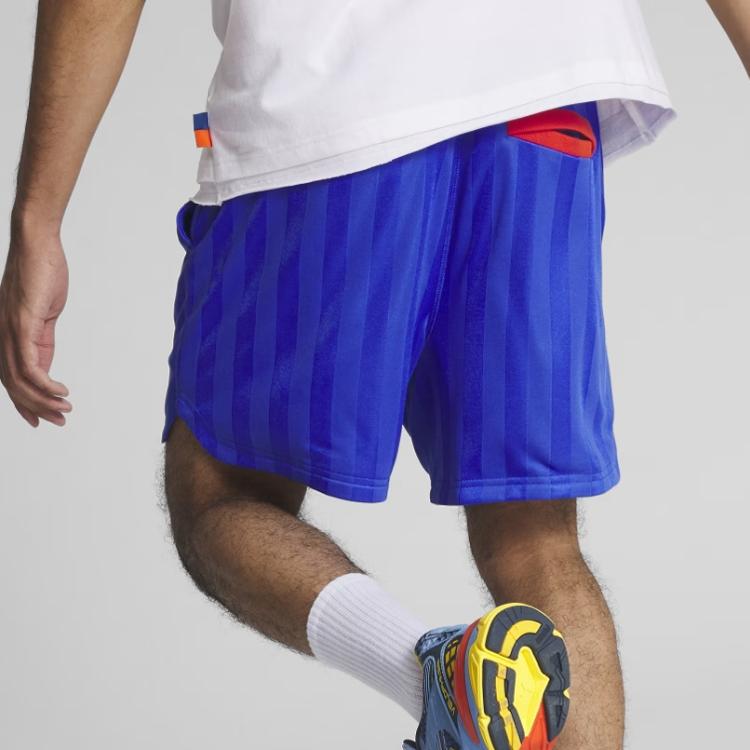 Puma Çocukluk Hayalleri Renk Bloklu Çizgili Logolu İpli Basketbol Şortu Erkek Şortu Mücevher Mavisi 539922-01