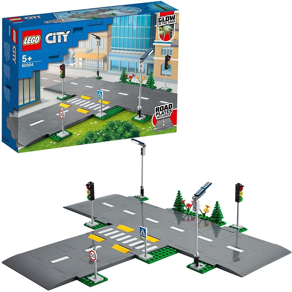 

LEGO City Road Plates Intersection Toy Set Building Blocks for Kids Ages 5-8 Educational Play Vehicle Mini Cars 60304