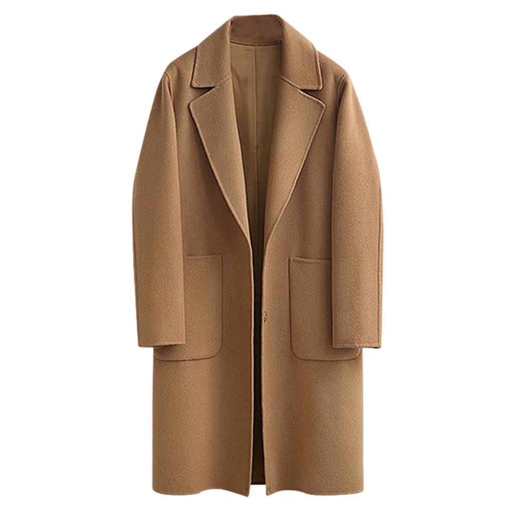 Womens Winter Lapel Button Long Trench Coat Jacket Ladies Overcoat Outwear