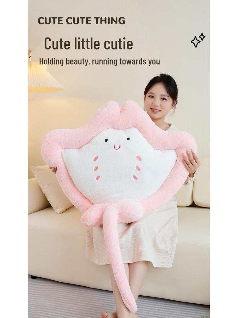 Cartoon Manta Ray Plush Pillow for Girls - Soft Sofa Cushion & Children's Sleeping Toy