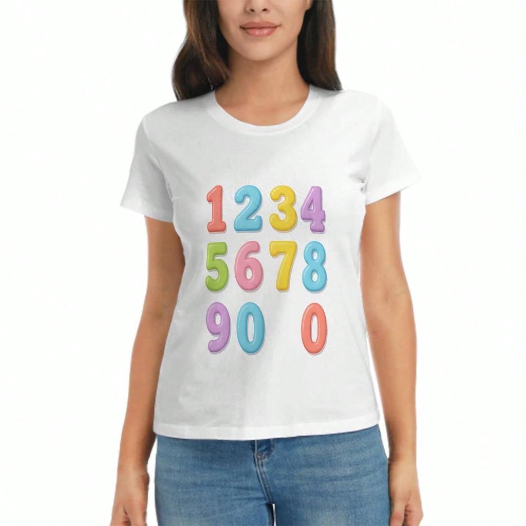 Colorful Balloons Ladies Cotton T Shirt, Premium Cotton Quality Print, Durable, Casual And Fashionable, Graphic Tee With Party Balloons And Stars, Sof