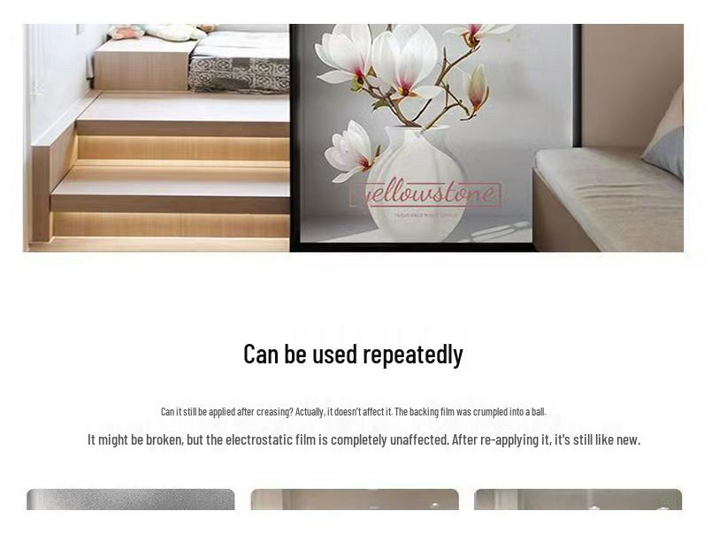 Translucent Opaque Window Film - Privacy Sticker for Bedroom, Balcony, Living Room, Sliding Door, and Bathroom.