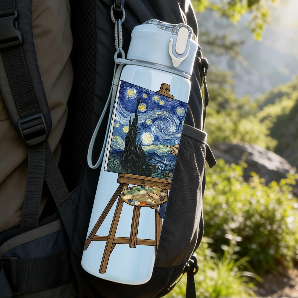 1PC Painter Artist Easel Art 750ml Color Plastic Sports Water Bottle Leakproof Flip Straw Lid Suitable for Sports Office Home Use