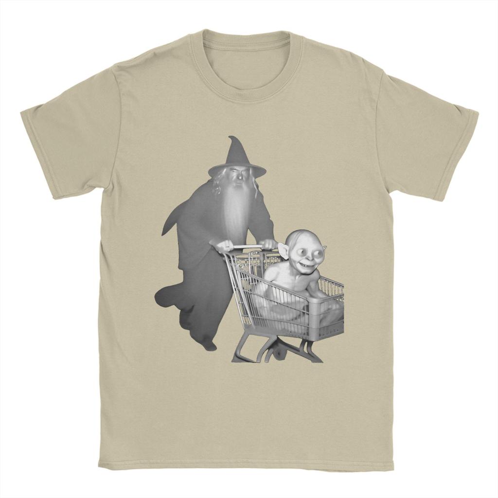 T-shirt Grafica Stampata Gandalf spinge Gollum in un carrello della spesa Per Unisex Il Signore degli Anelli T-shirt in Cotone Manica Corta