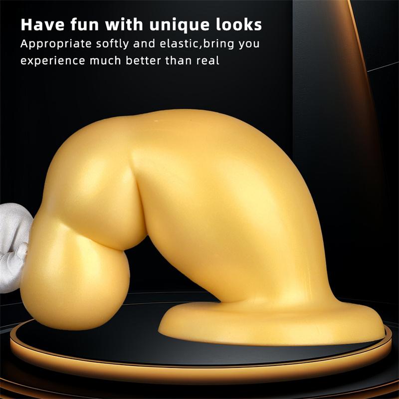 9cm Golden Silicone J Dildo Giant Dildo Anal Plug Fisting Supplies Extra Large Super Thick Adult Supplies