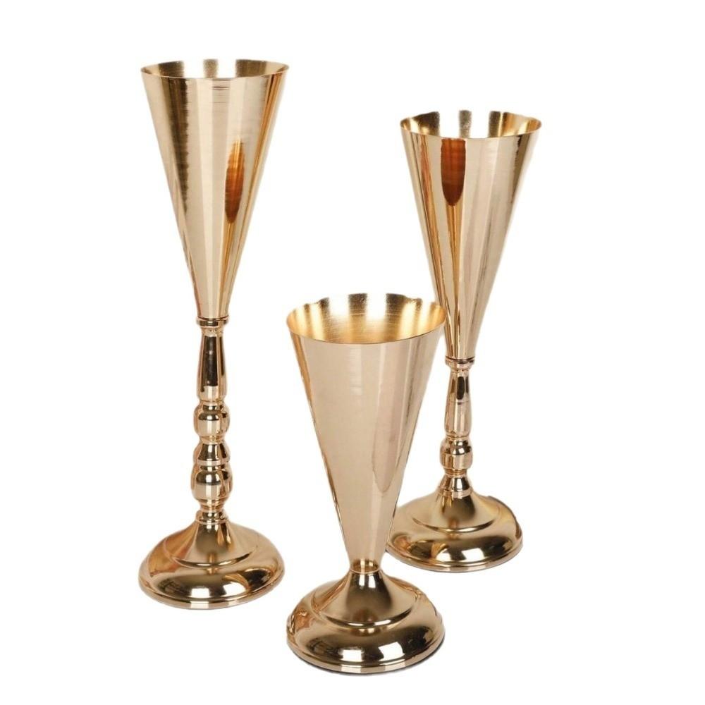 European Style Wedding Flower Vases Golden Silver Candle Holder Metal Vases  Hotel Banquet