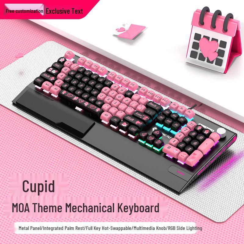 Langtu K1000MOA Mechanical Gaming Keyboard - Wired 104-Key Blue Switch, PBT Keys, for Esports & Office.