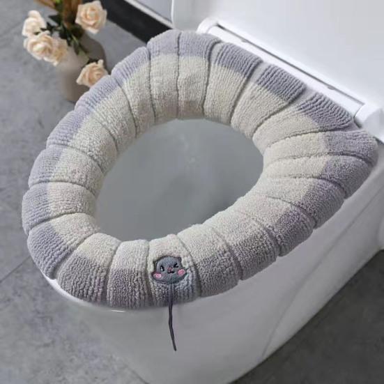 Toilet Seat Cover Mat Soft Velvet Fabric Universal Bathroom Toilet Seat Cover Washable Closestool