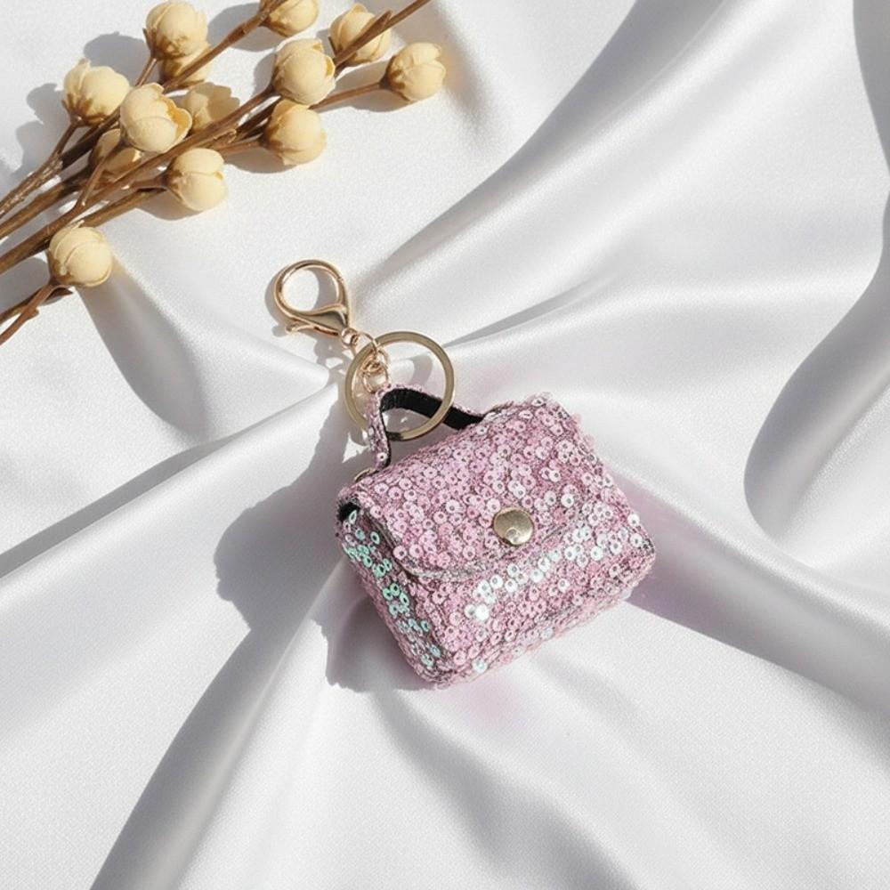 Fashion Sequin Sequin Mini Earphone Case Keychain Leather Pouch Backpack Pendant  Hanging Ornament