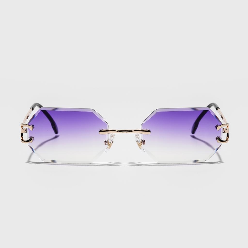 Ruiao Óculos de Sol de Luxo Sem Aro Novos com Corte de Diamante Protetores Solares para Homem e Mulher Óculos de Marca Designer Óculos Sem Aro UV400