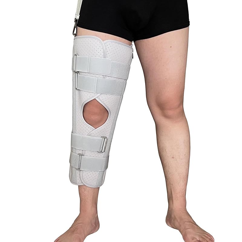Three-Panel Knee Immobilizer & Knee Stabilizer - Leg Support Splint for Knee Pre-and Postoperative Injuries & Instabilities - Straight Leg Brace with 23”