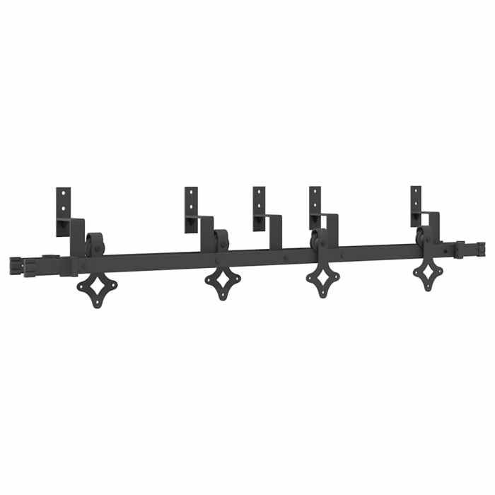 VidaXL Kit de quincaillerie de porte coulissante 152,5 cm acier noir, quincaillerie de porte coulissante, rail de porte de 3295735