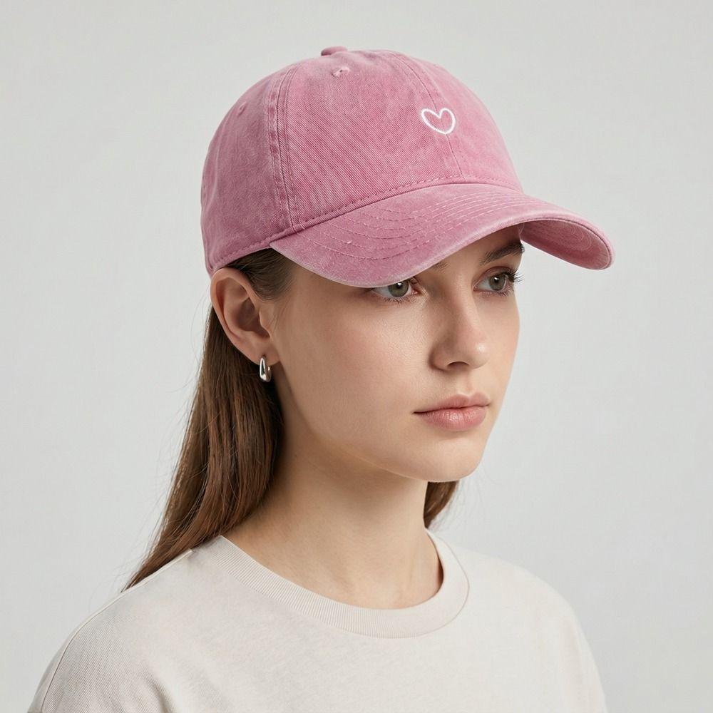 Soft Top Embroidery Love Baseball Hat Thin Washed Cotton Baseball Cap Street