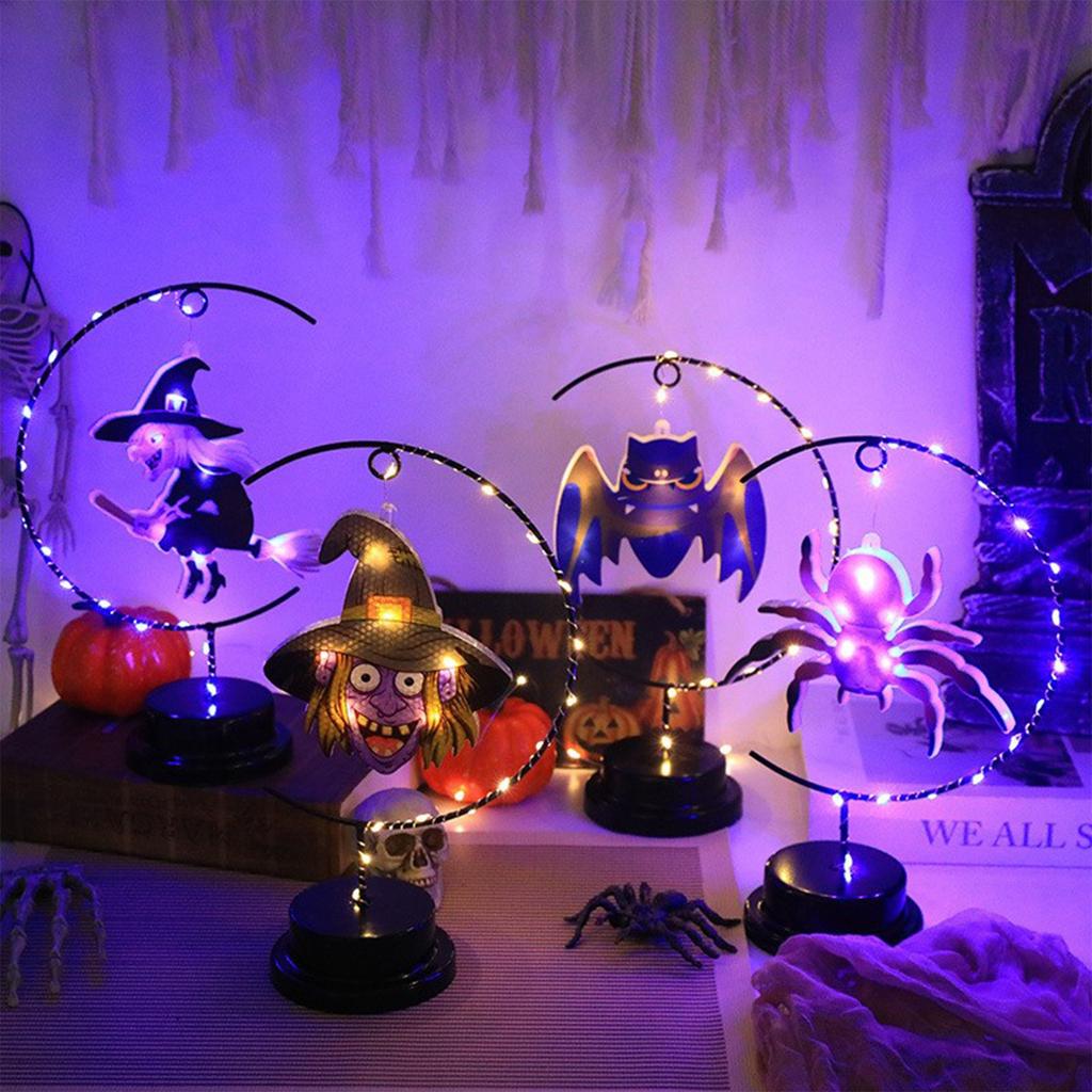 Halloween Ironwork Witch Shaped Lights, Spider Led Copper Wire Lights, Festival Party Atmosphere Decorative Lights