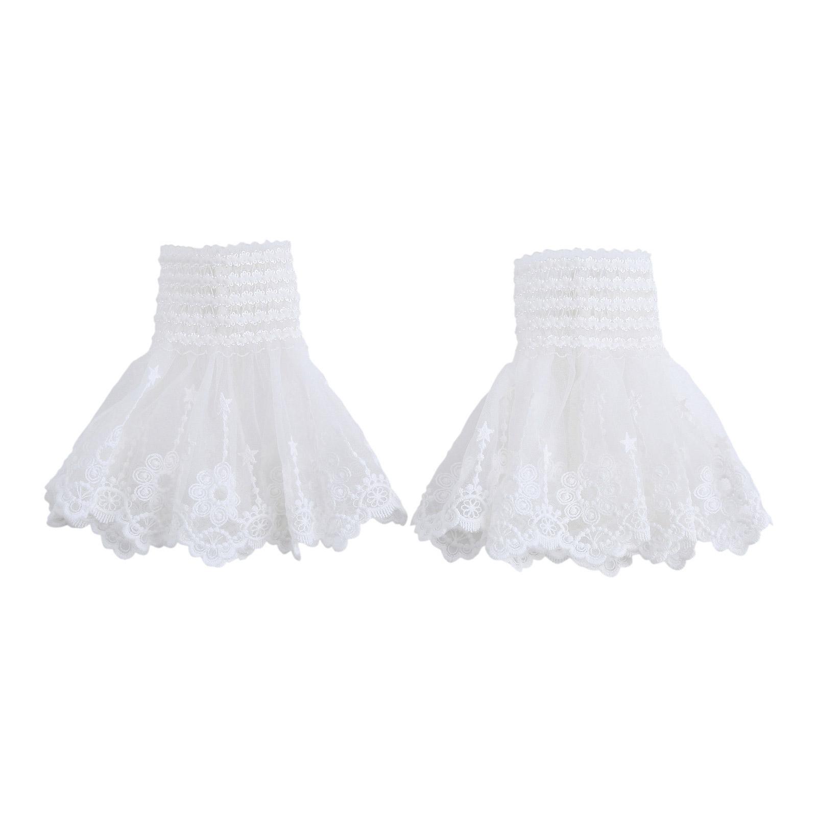 

Съемные декоративные манжеты для рубашки, кружевной браслет с многослойным узором для девочек, декоративные рукава для женского свитера белый