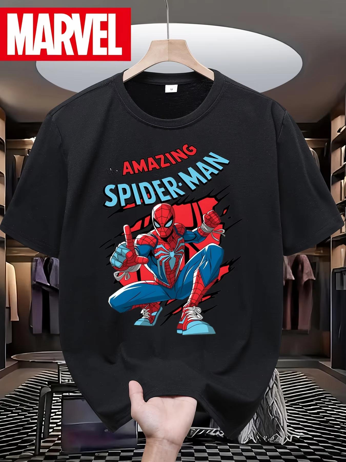 2026 new Marvel SpiderUnisex Unisex Classic Superhero Pattern Casual ShortSleeved Tshirt S