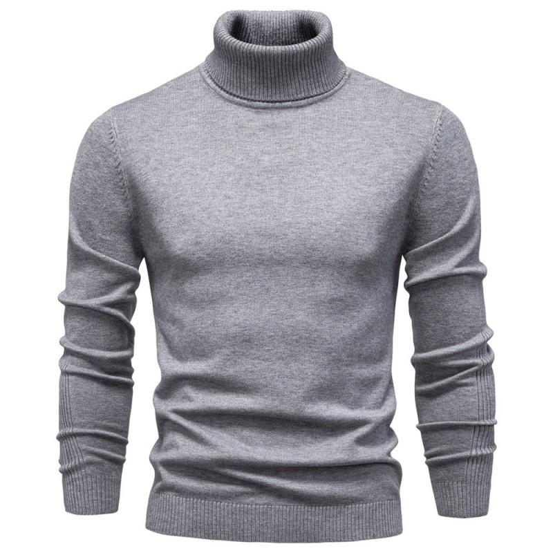 Mens Turtleneck Knit Sweater Casual Long Sleeve Pullover Fall Winter Slim Fit
