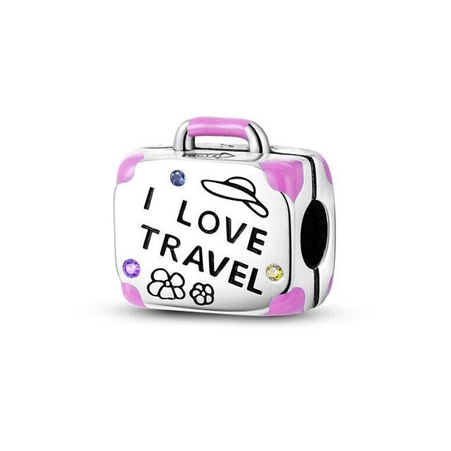 Pink 925 Sterling Silver Ladybug Lotus Perfume Bottle Charms Pendant for Bracelet DIY Women Jewelry